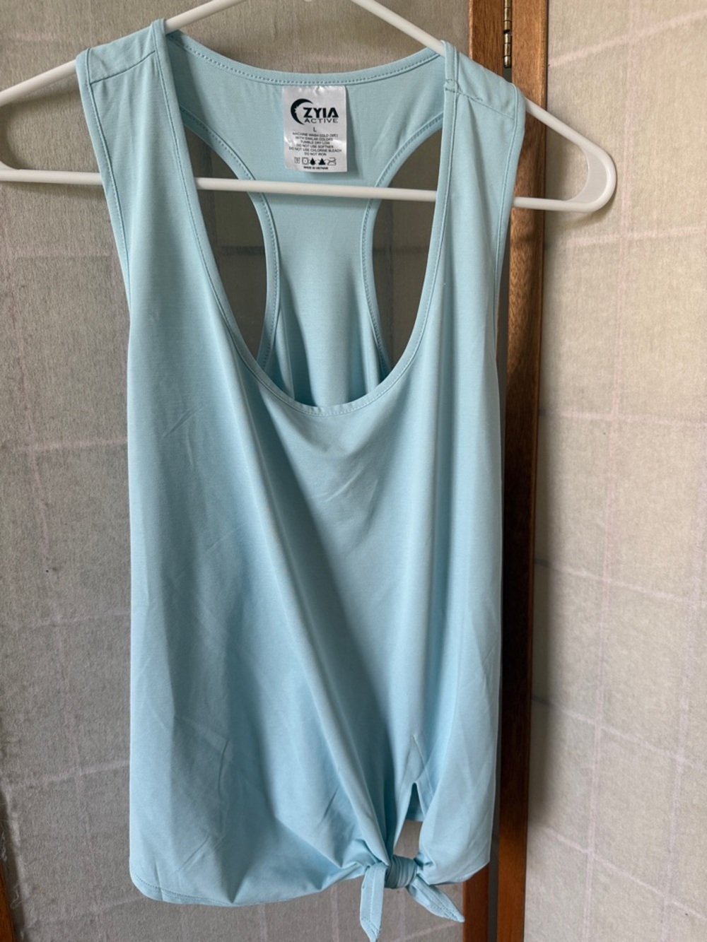 ZYIA Light Blue Tie-Knot Racerback Tank Sz L